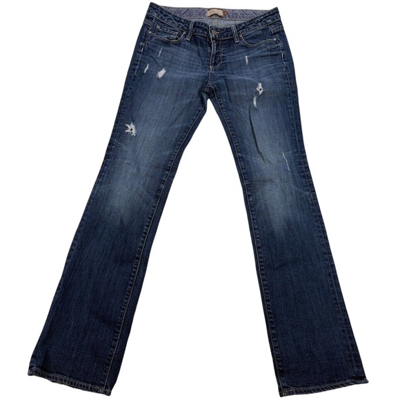 Paige Boot Cut Jeans Low Rise  Size 29 Actual‎ 32x32 Y2K Fray Hem 2010s Vintage? - Picture 1 of 16